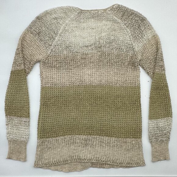 Free People Lake Tahoe Size Large Beige Colorblock Button Front Long Cardigan - Picture 8 of 12